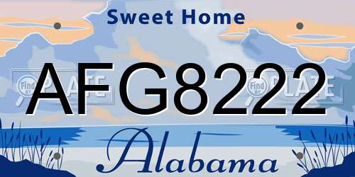 AFG8222 Alabama License Plate