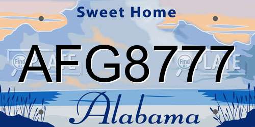 AFG8777 Alabama License Plate