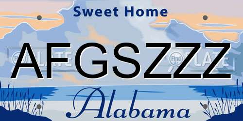 AFGSZZZ Alabama License Plate