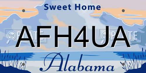 AFH4UA Alabama License Plate