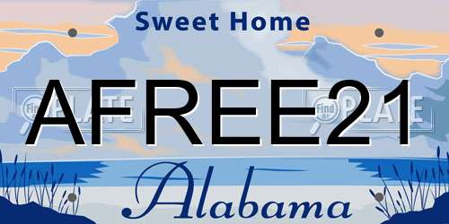 AFREE21 Alabama License Plate