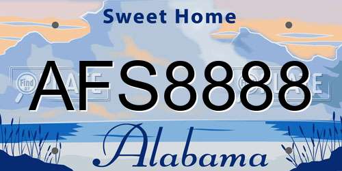 AFS8888 Alabama License Plate