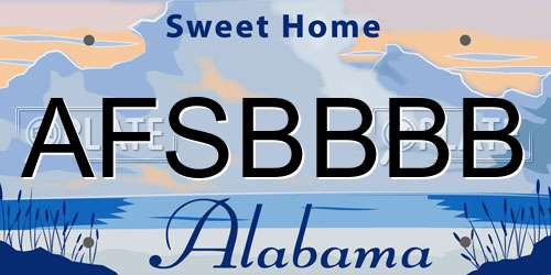 AFSBBBB Alabama License Plate