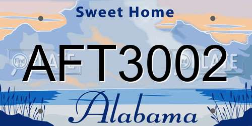 AFT3002 Alabama License Plate