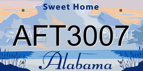 AFT3007 Alabama License Plate