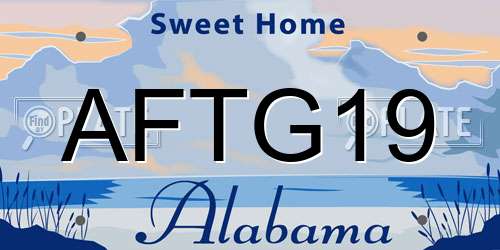AFTG19 Alabama License Plate