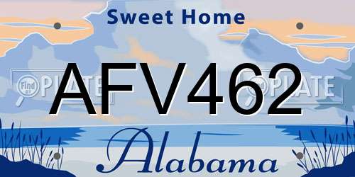 AFV462 Alabama License Plate