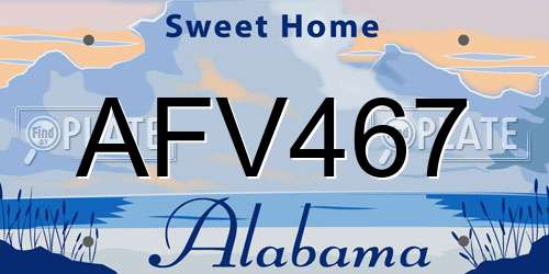 AFV467 Alabama License Plate