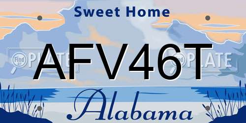 AFV46T Alabama License Plate