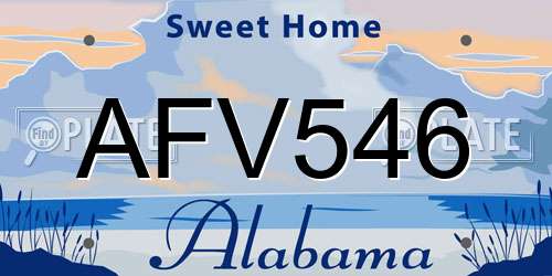 AFV546 Alabama License Plate