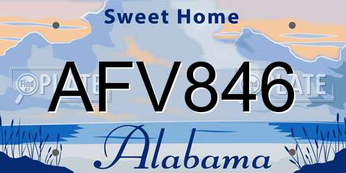 AFV846 Alabama License Plate