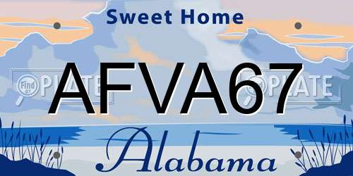 AFVA67 Alabama License Plate