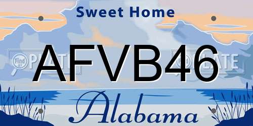 AFVB46 Alabama License Plate