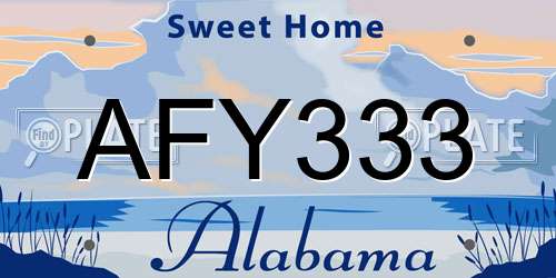 AFY333 Alabama License Plate