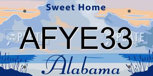 AFYE33 Alabama License Plate