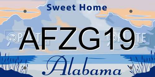 AFZG19 Alabama License Plate