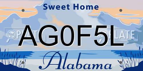 AG0F5L Alabama License Plate