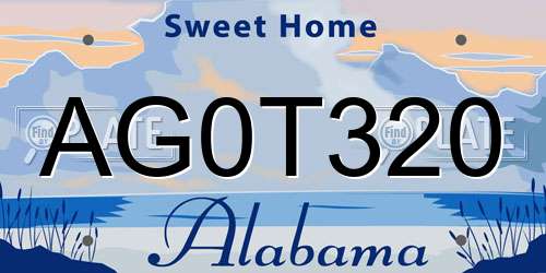 AG0T320 Alabama License Plate