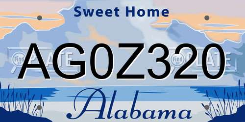 AG0Z320 Alabama License Plate