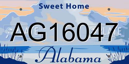 AG16047 Alabama License Plate