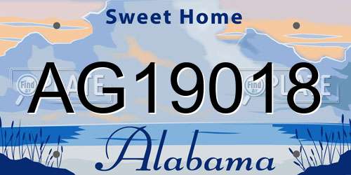AG19018 Alabama License Plate