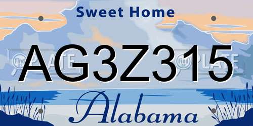 AG3Z315 Alabama License Plate