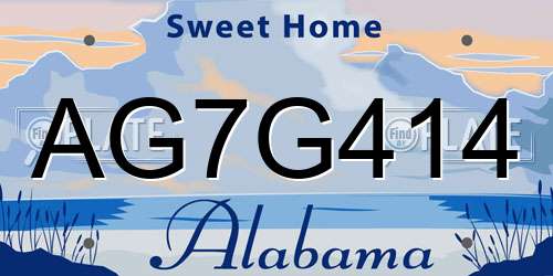 AG7G414 Alabama License Plate