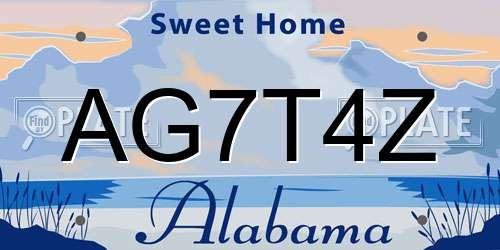 AG7T4Z Alabama License Plate