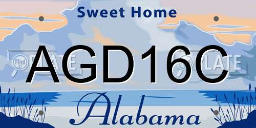 AGD16C Alabama License Plate