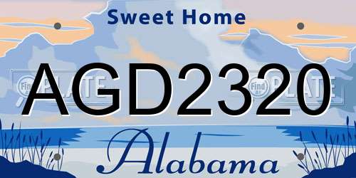 AGD2320 Alabama License Plate