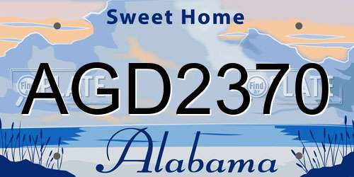AGD2370 Alabama License Plate