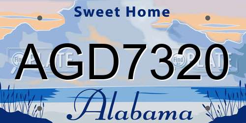 AGD7320 Alabama License Plate