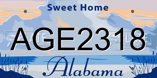 AGE2318 Alabama License Plate