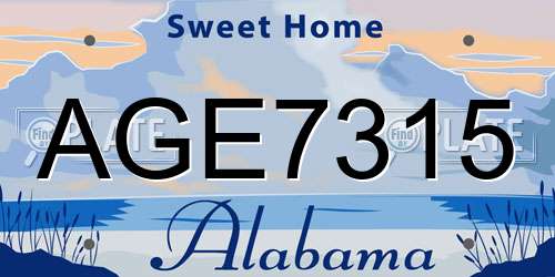 AGE7315 Alabama License Plate