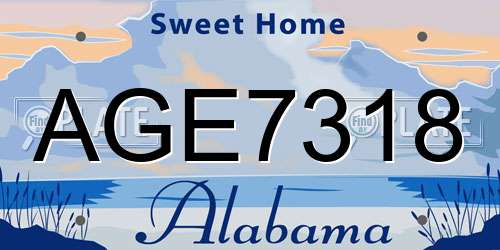 AGE7318 Alabama License Plate