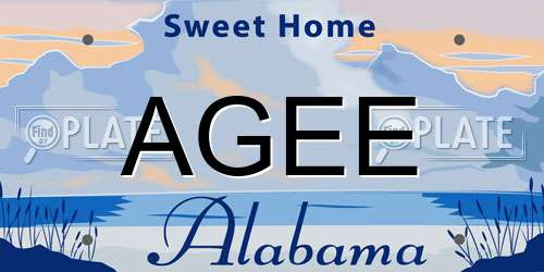AGEE Alabama License Plate