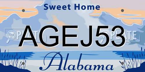 AGEJ53 Alabama License Plate