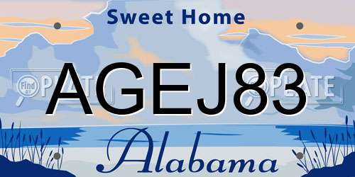 AGEJ83 Alabama License Plate
