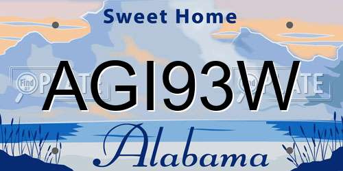 AGI93W Alabama License Plate