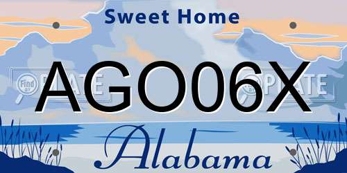 AGO06X Alabama License Plate