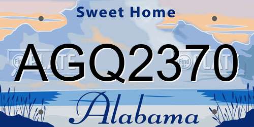 AGQ2370 Alabama License Plate