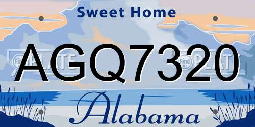 AGQ7320 Alabama License Plate