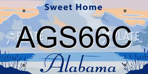 AGS66C Alabama License Plate