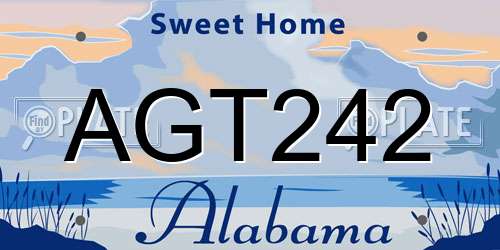 AGT242 Alabama License Plate
