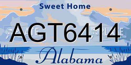 AGT6414 Alabama License Plate