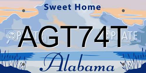 AGT74T Alabama License Plate