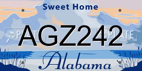 AGZ242 Alabama License Plate