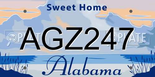 AGZ247 Alabama License Plate