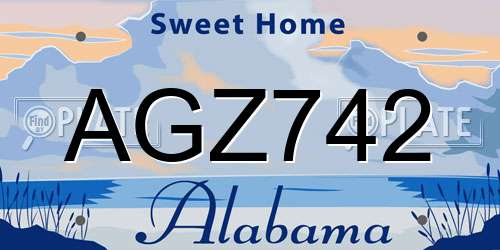 AGZ742 Alabama License Plate
