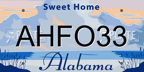AHFO33 Alabama License Plate